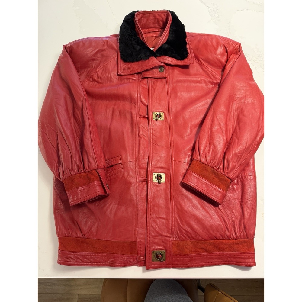 Leather Ballet Of London Bomber Jacket Women Large Red Excellent Vintage Y2K